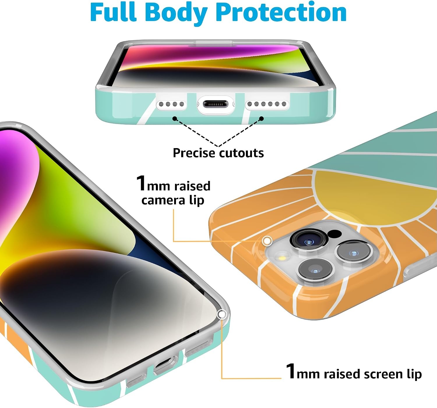 image:imageCasely iPhone 15 Pro Max Case Clear Skies Clear Shimmer Compatible with MagSafe Classic Ultra Slim DesignWaves Rays Sunshine