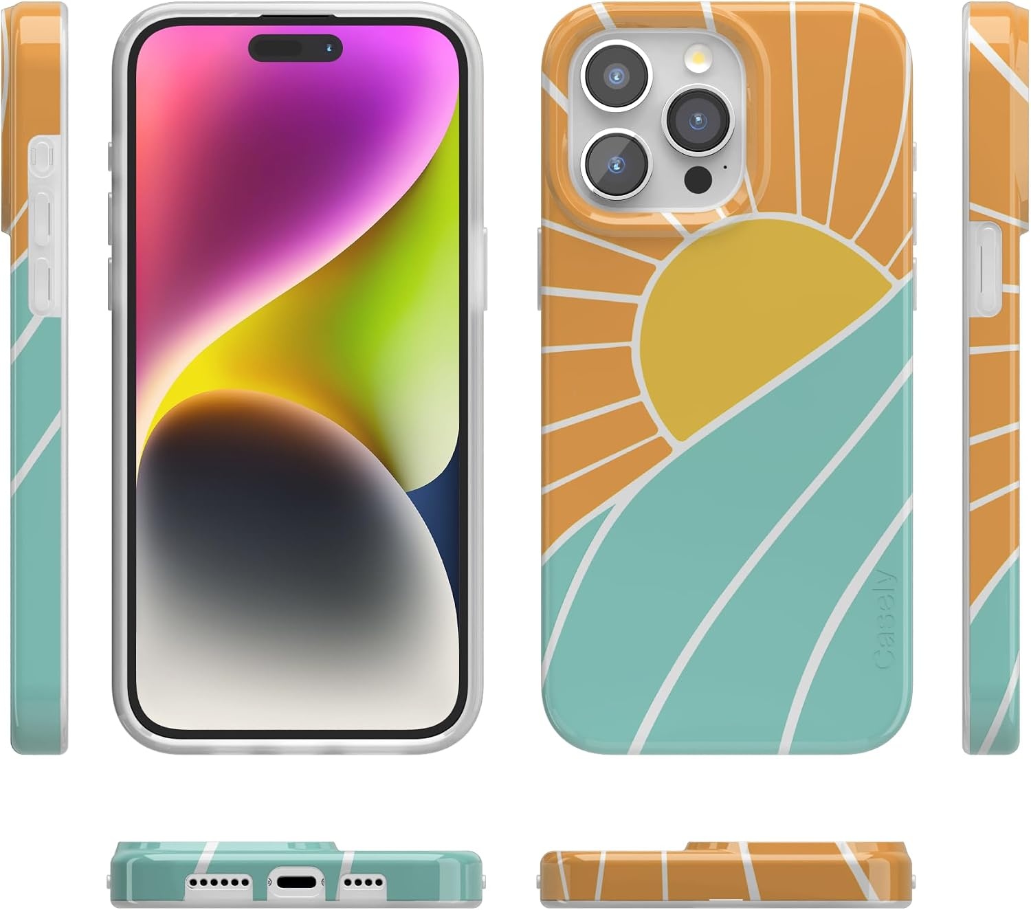 image:imageCasely iPhone 15 Pro Max Case Clear Skies Clear Shimmer Compatible with MagSafe Classic Ultra Slim DesignWaves Rays Sunshine