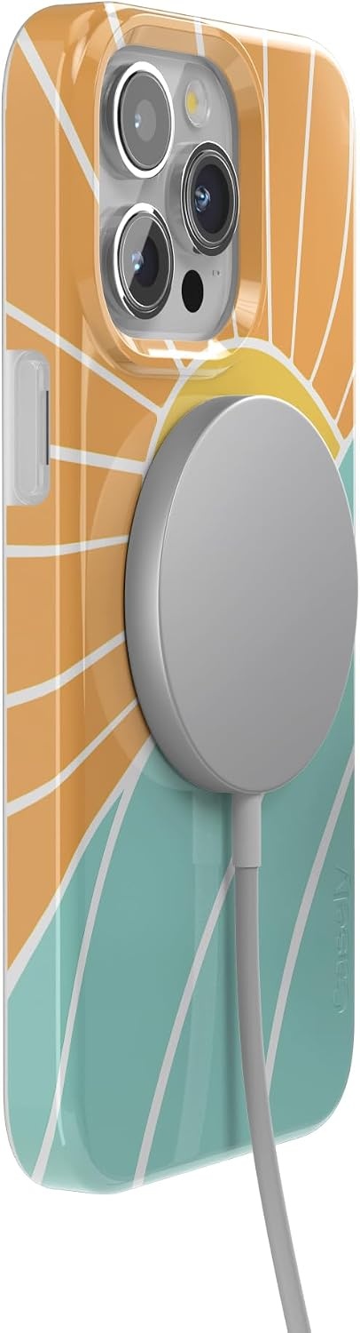 image:imageCasely iPhone 15 Pro Max Case Clear Skies Clear Shimmer Compatible with MagSafe Classic Ultra Slim DesignWaves Rays Sunshine