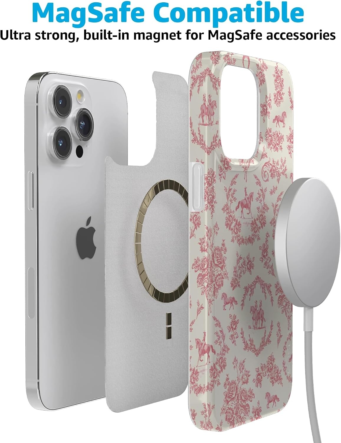 image:imageCasely iPhone 15 Pro Max Case Clear Skies Clear Shimmer Compatible with MagSafe Classic Ultra Slim DesignWestern Bloom Jenna Palek x Casely