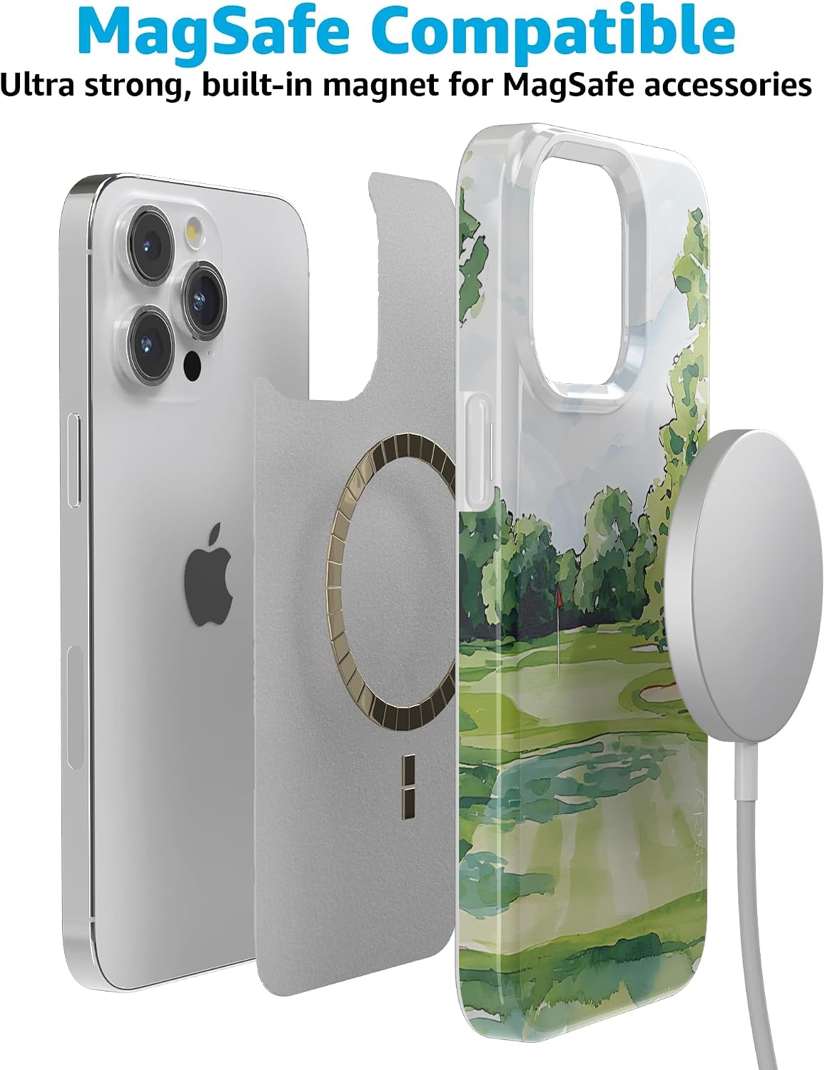 image:imageCasely iPhone 15 Pro Max Case Clubhouse Tee Time Compatible with MagSafe Classic Ultra Thin Design