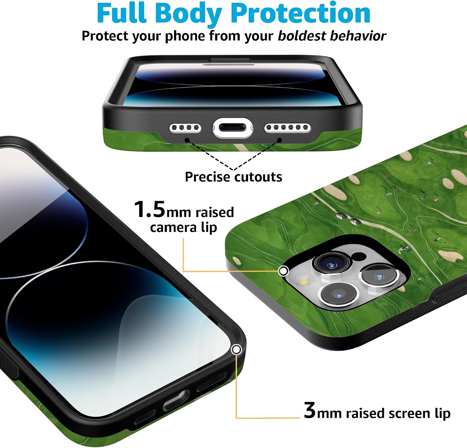 image:imageCasely iPhone 15 Pro Max Case Clubhouse The Back Nine Bold Protective Design Compatible with MagSafe