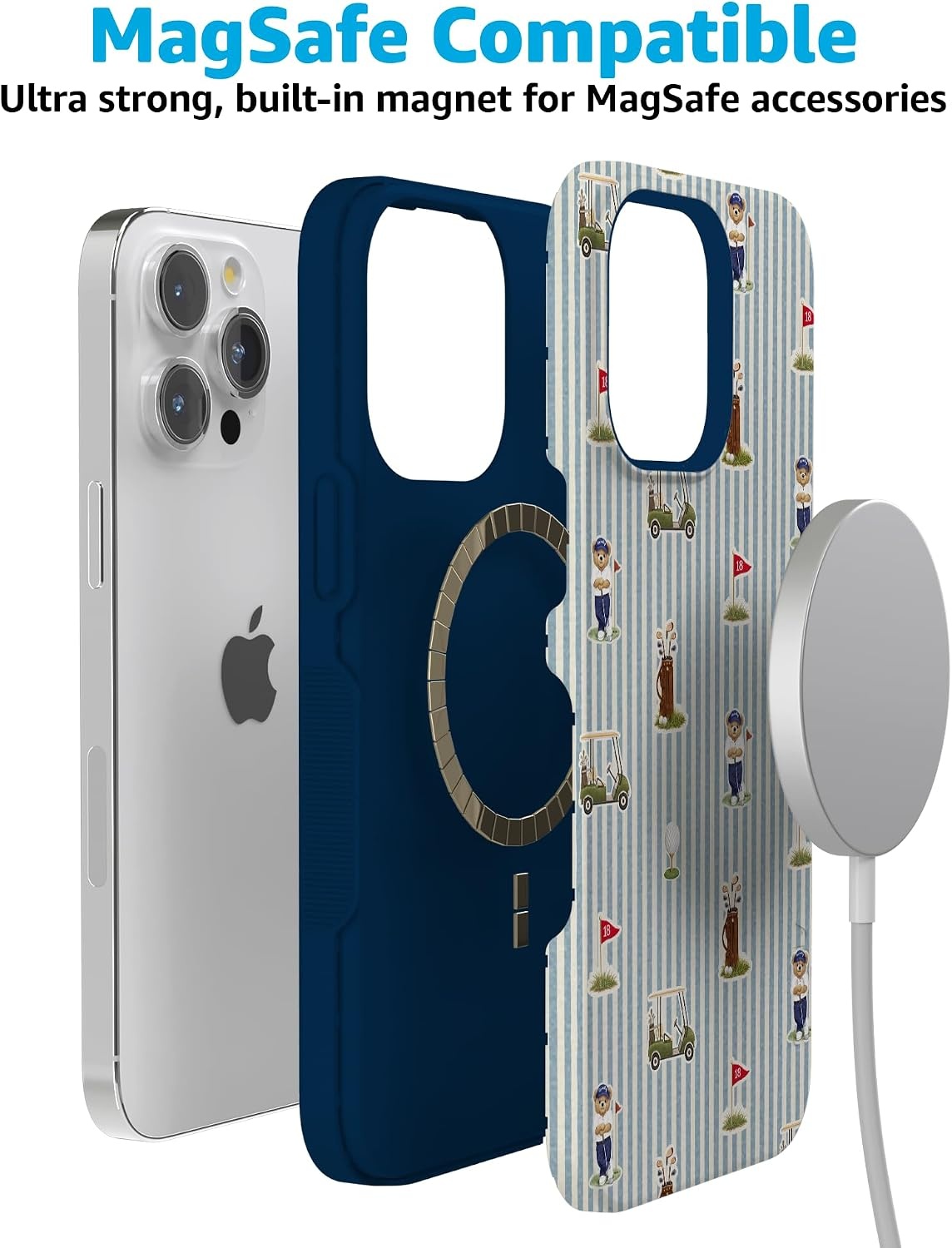 image:imageCasely iPhone 15 Pro Max Case Clubhouse The Caddie Print Bold Protective Design Compatible with MagSafe