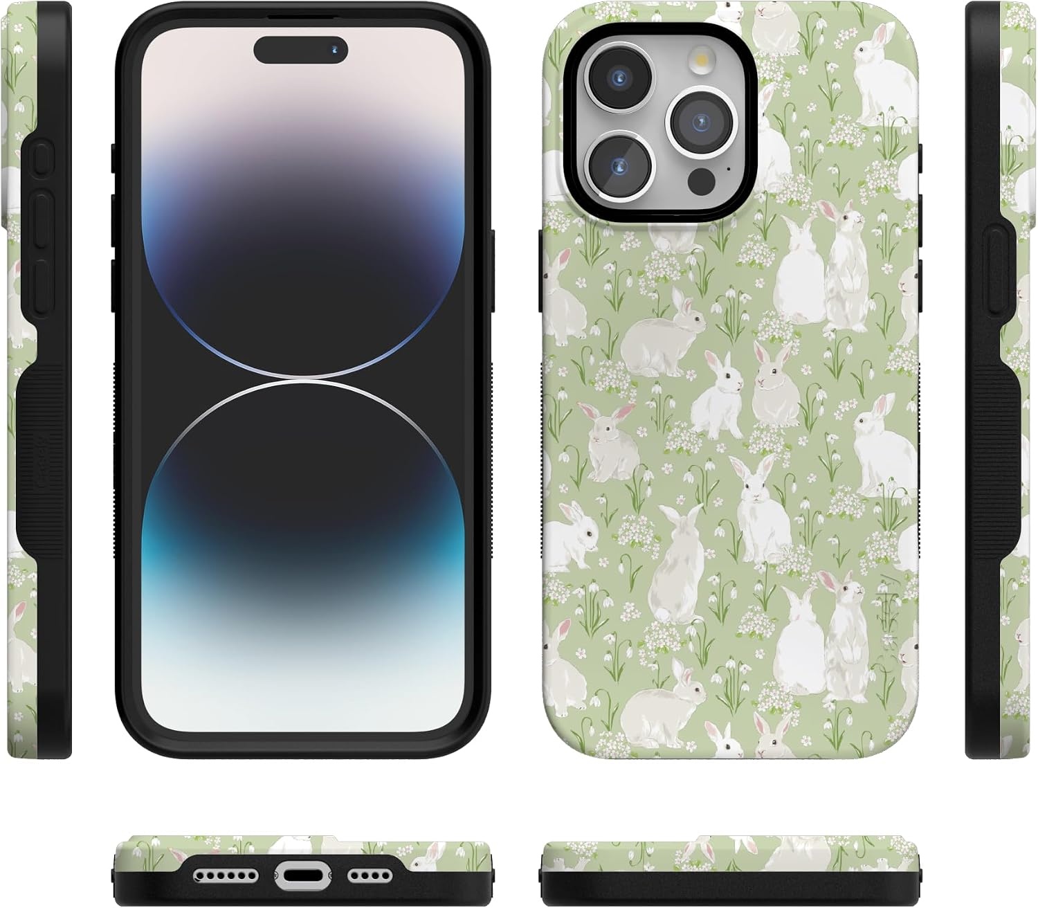 image:imageCasely iPhone 15 Pro Max Case Hop to it Green Bunny Bold Protective Design Compatible with MagSafe