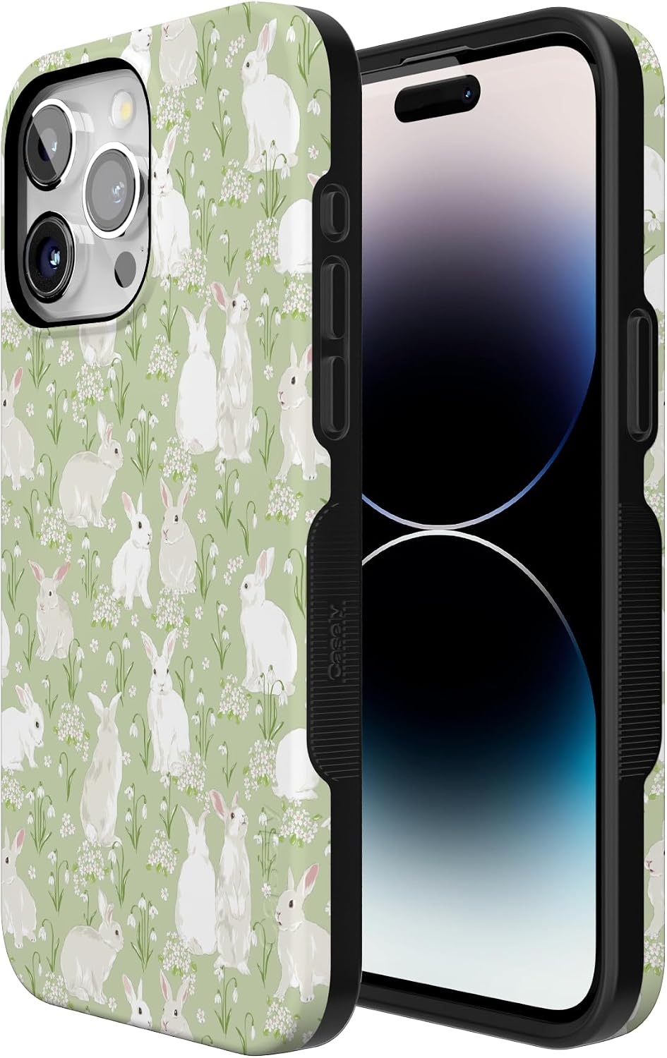 image:imageCasely iPhone 15 Pro Max Case Hop to it Green Bunny Bold Protective Design Compatible with MagSafe