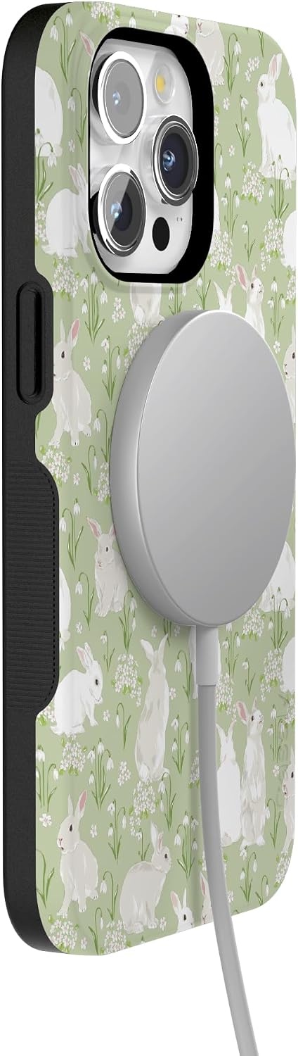 image:imageCasely iPhone 15 Pro Max Case Hop to it Green Bunny Bold Protective Design Compatible with MagSafe