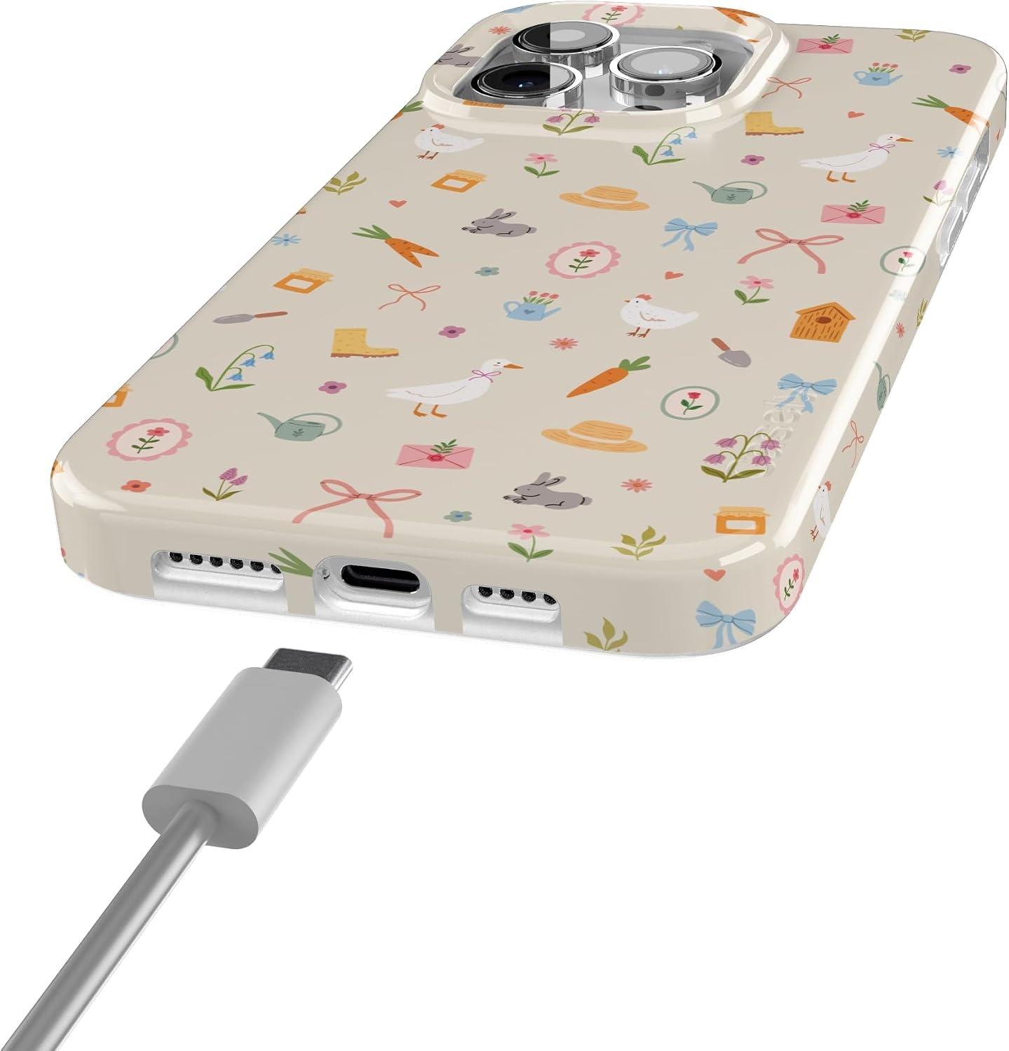 image:imageCasely iPhone 15 Pro Max Case Hoppy Garden Spring Things Compatible with MagSafe Classic Ultra Thin Design
