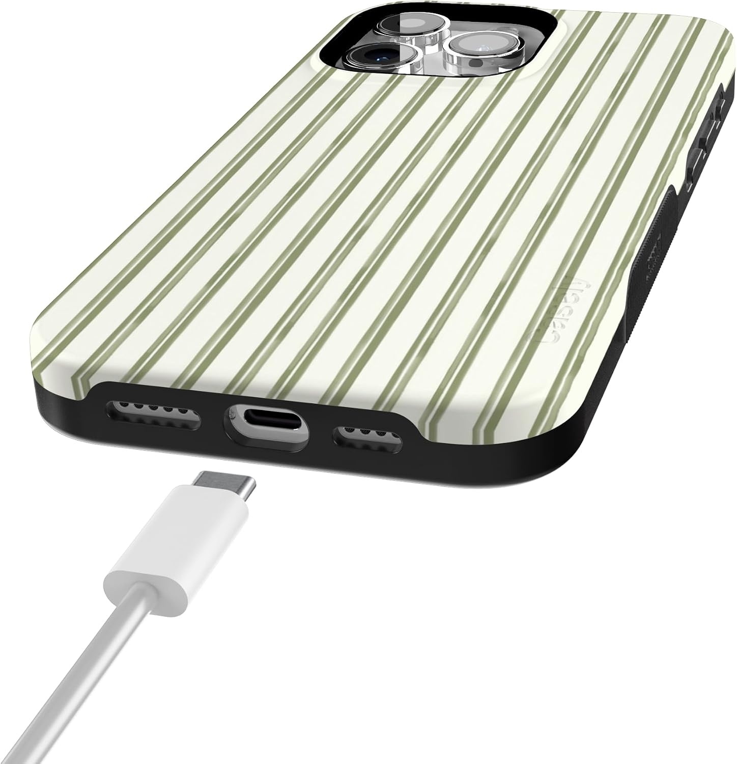 image:imageCasely iPhone 15 Pro Max Case Linen Stripe The Boyfriend Collection Bold Protective Design Compatible with MagSafe