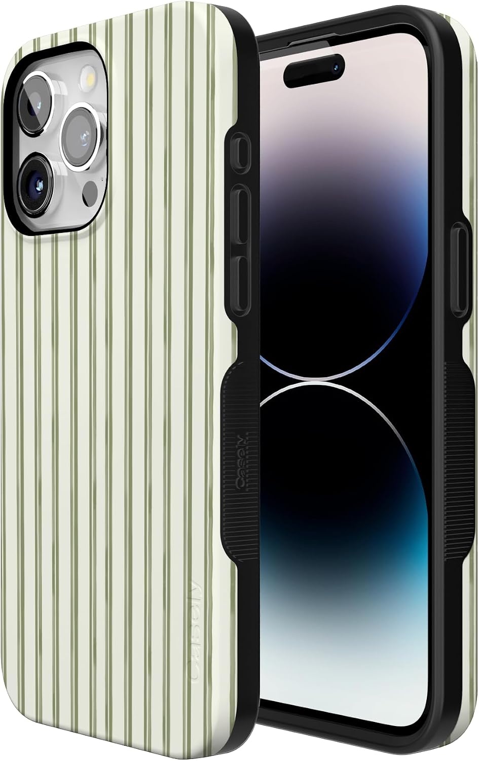 image:imageCasely iPhone 15 Pro Max Case Linen Stripe The Boyfriend Collection Bold Protective Design Compatible with MagSafe