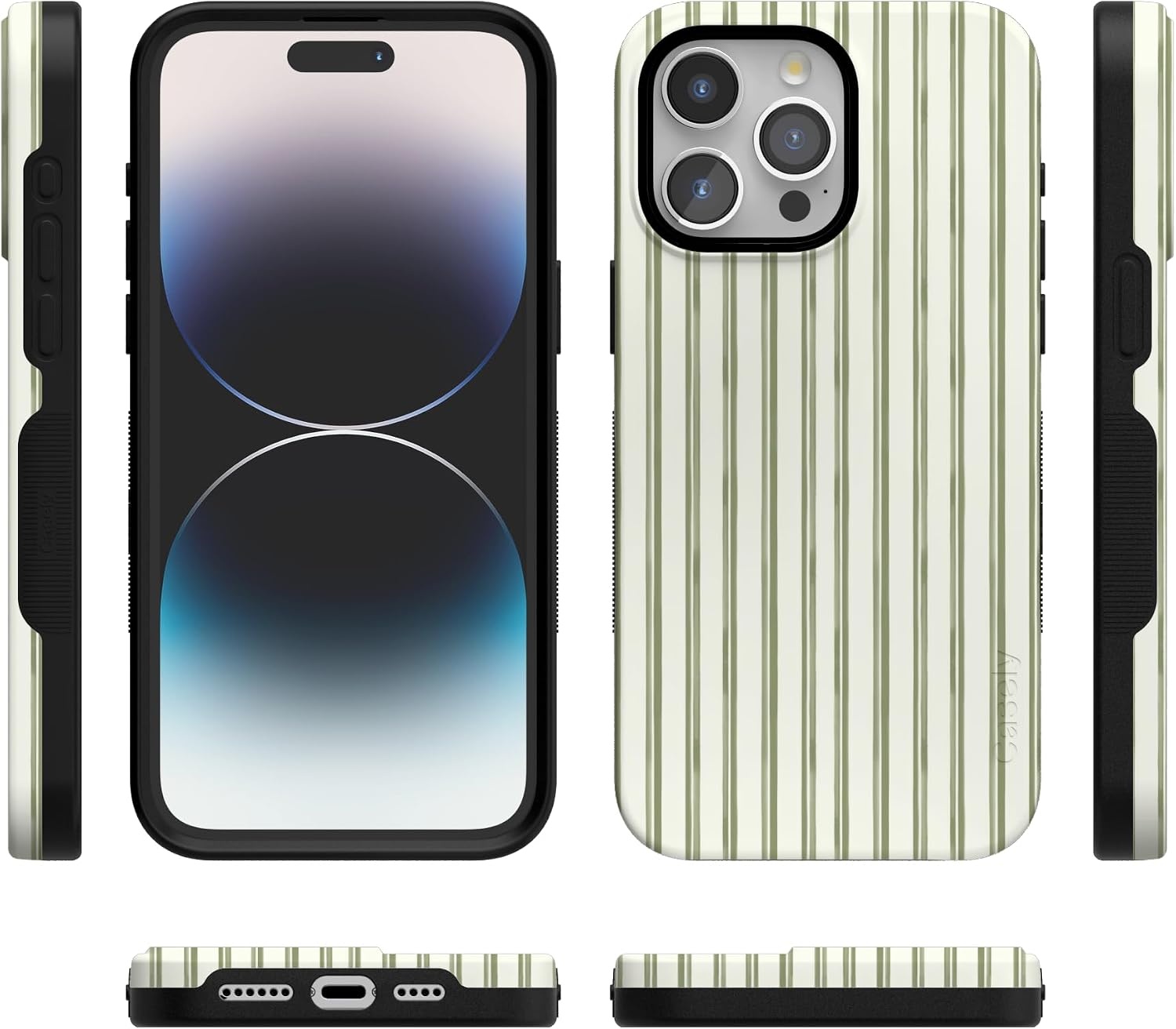 image:imageCasely iPhone 15 Pro Max Case Linen Stripe The Boyfriend Collection Bold Protective Design Compatible with MagSafe