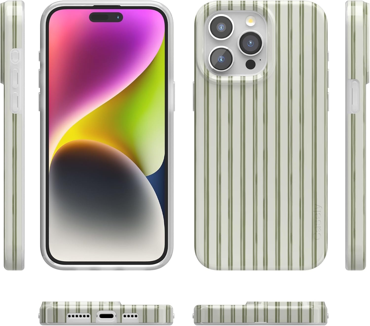 image:imageCasely iPhone 15 Pro Max Case Linen Stripe The Boyfriend Collection Compatible with MagSafe Classic Ultra Thin Design