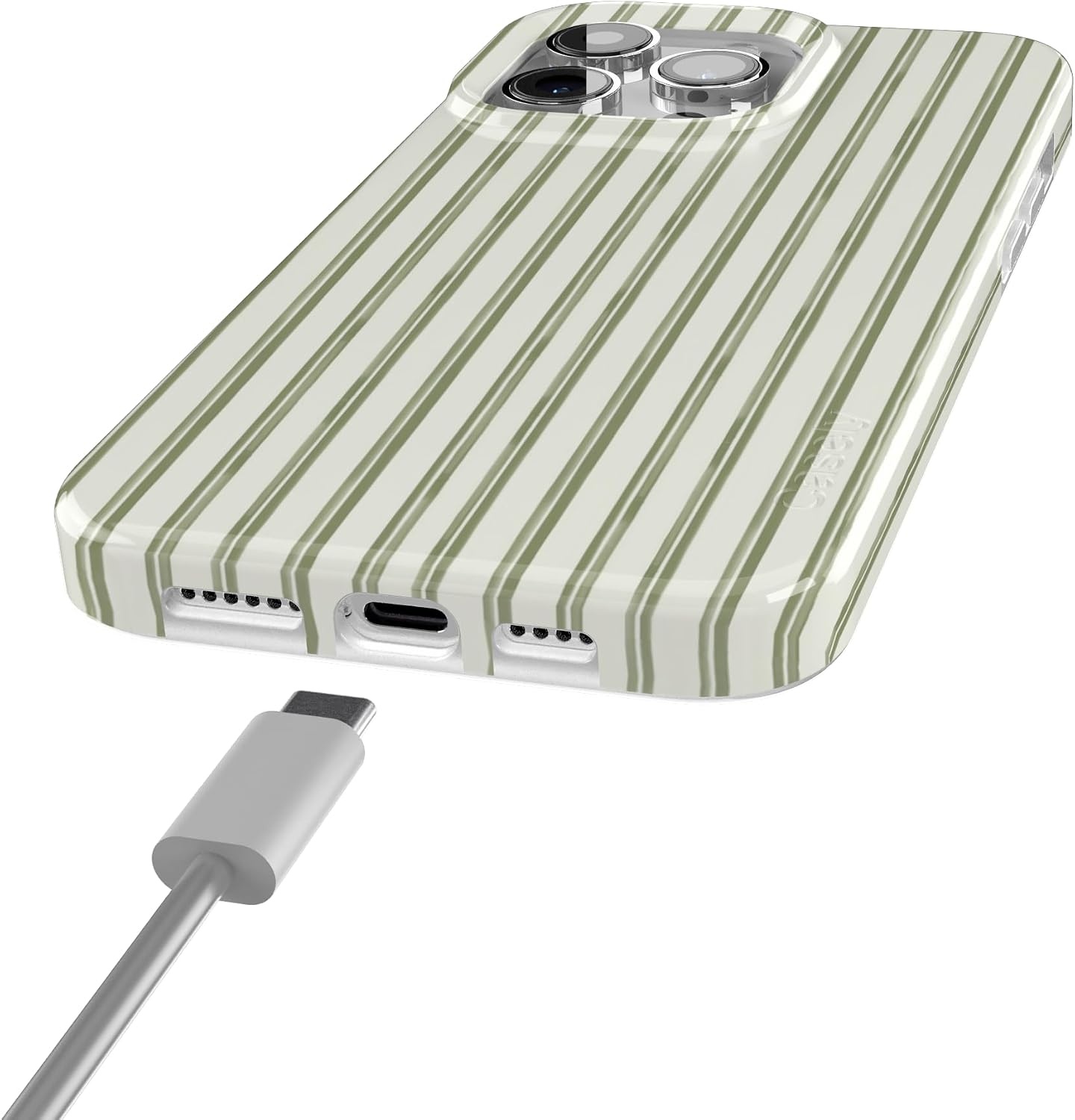 image:imageCasely iPhone 15 Pro Max Case Linen Stripe The Boyfriend Collection Compatible with MagSafe Classic Ultra Thin Design