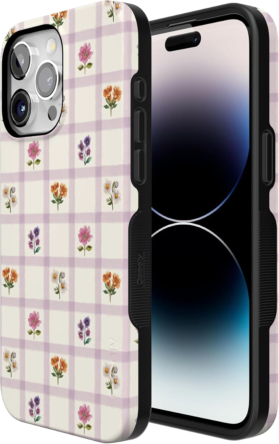 image:imageCasely iPhone 15 Pro Max Case Meadow Check Floral Gingham Bold Protective Design Compatible with MagSafe