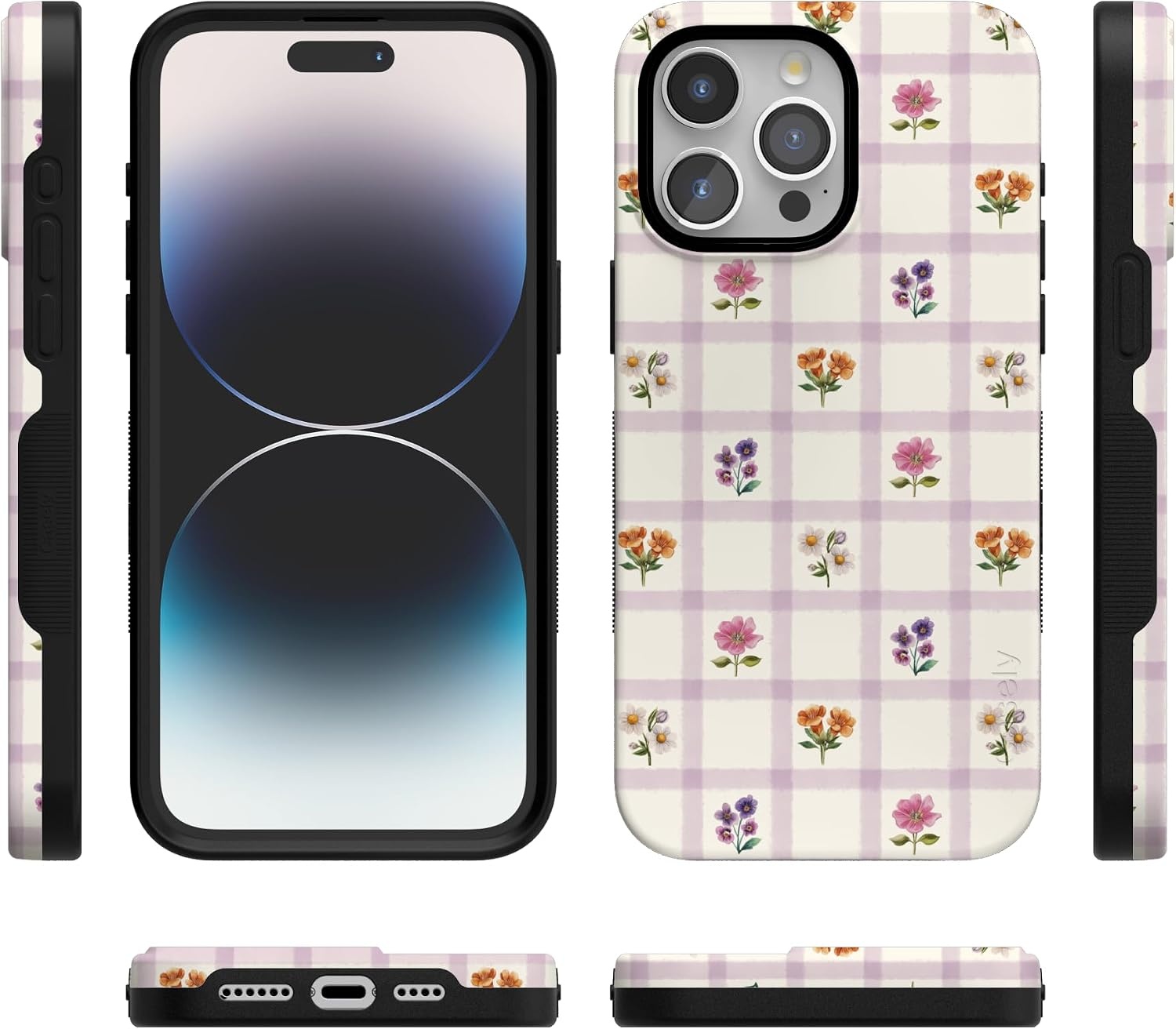 image:imageCasely iPhone 15 Pro Max Case Meadow Check Floral Gingham Bold Protective Design Compatible with MagSafe