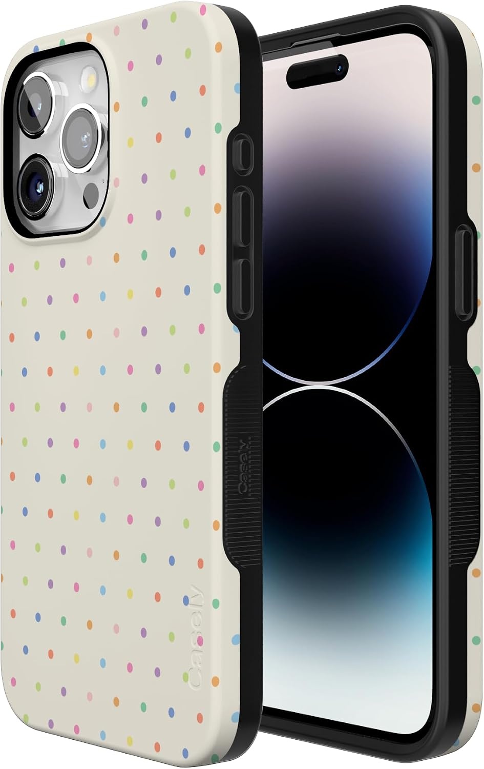 image:imageCasely iPhone 15 Pro Max Case On the Dot Rainbow Polka Dot Bold Protective Design Compatible with MagSafe