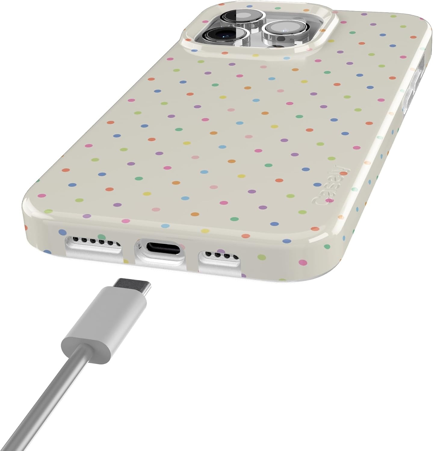 image:imageCasely iPhone 15 Pro Max Case On the Dot Rainbow Polka Dot Compatible with MagSafe Classic Ultra Thin Design