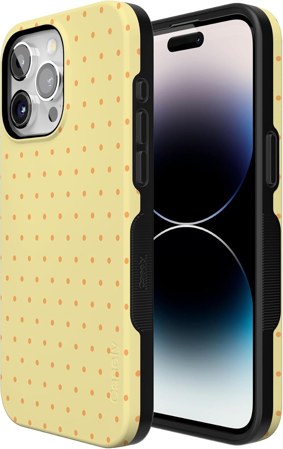 image:imageCasely iPhone 15 Pro Max Case On the Dot Yellow Polka Dot Bold Protective Design Compatible with MagSafe