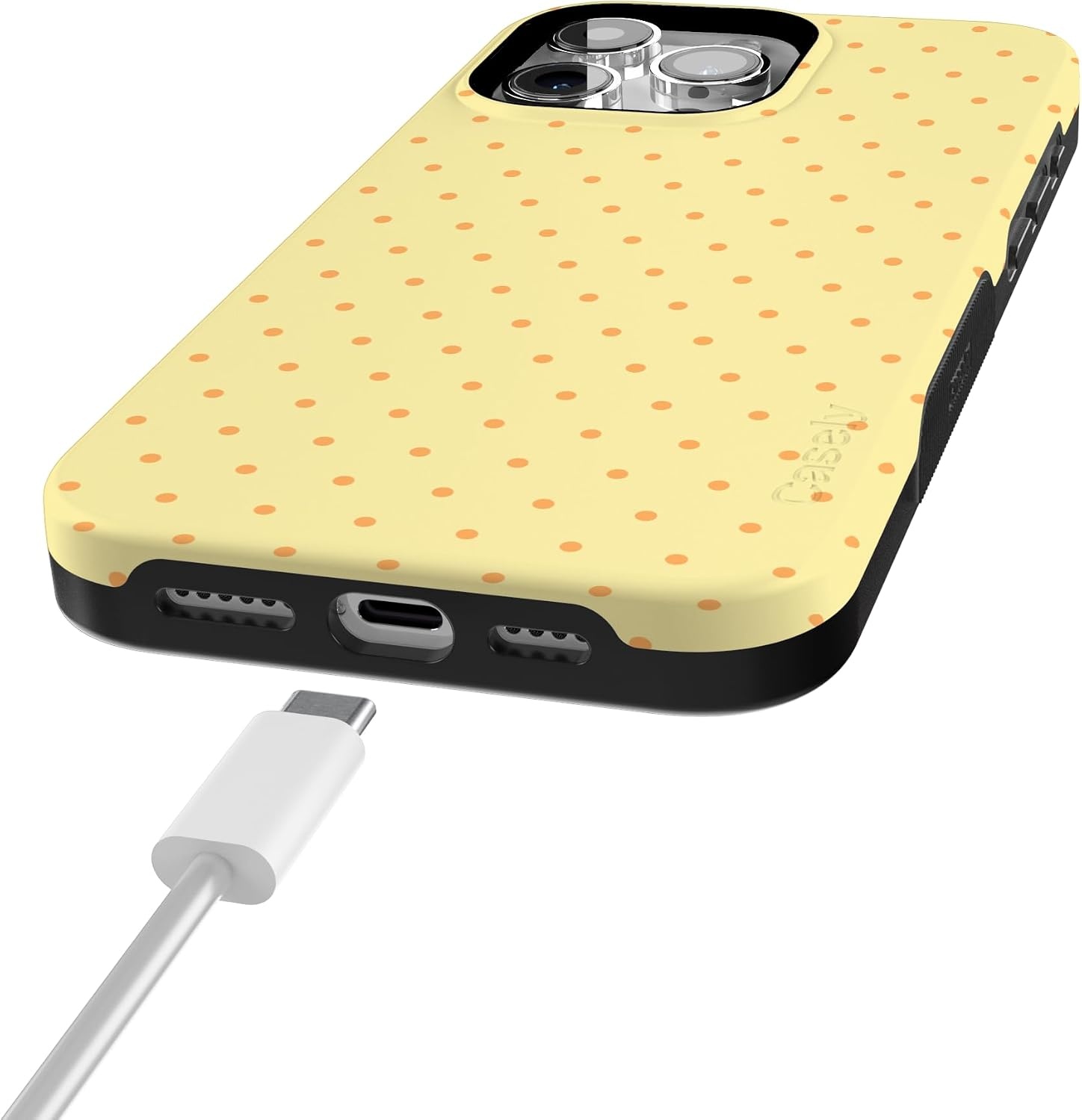 image:imageCasely iPhone 15 Pro Max Case On the Dot Yellow Polka Dot Bold Protective Design Compatible with MagSafe
