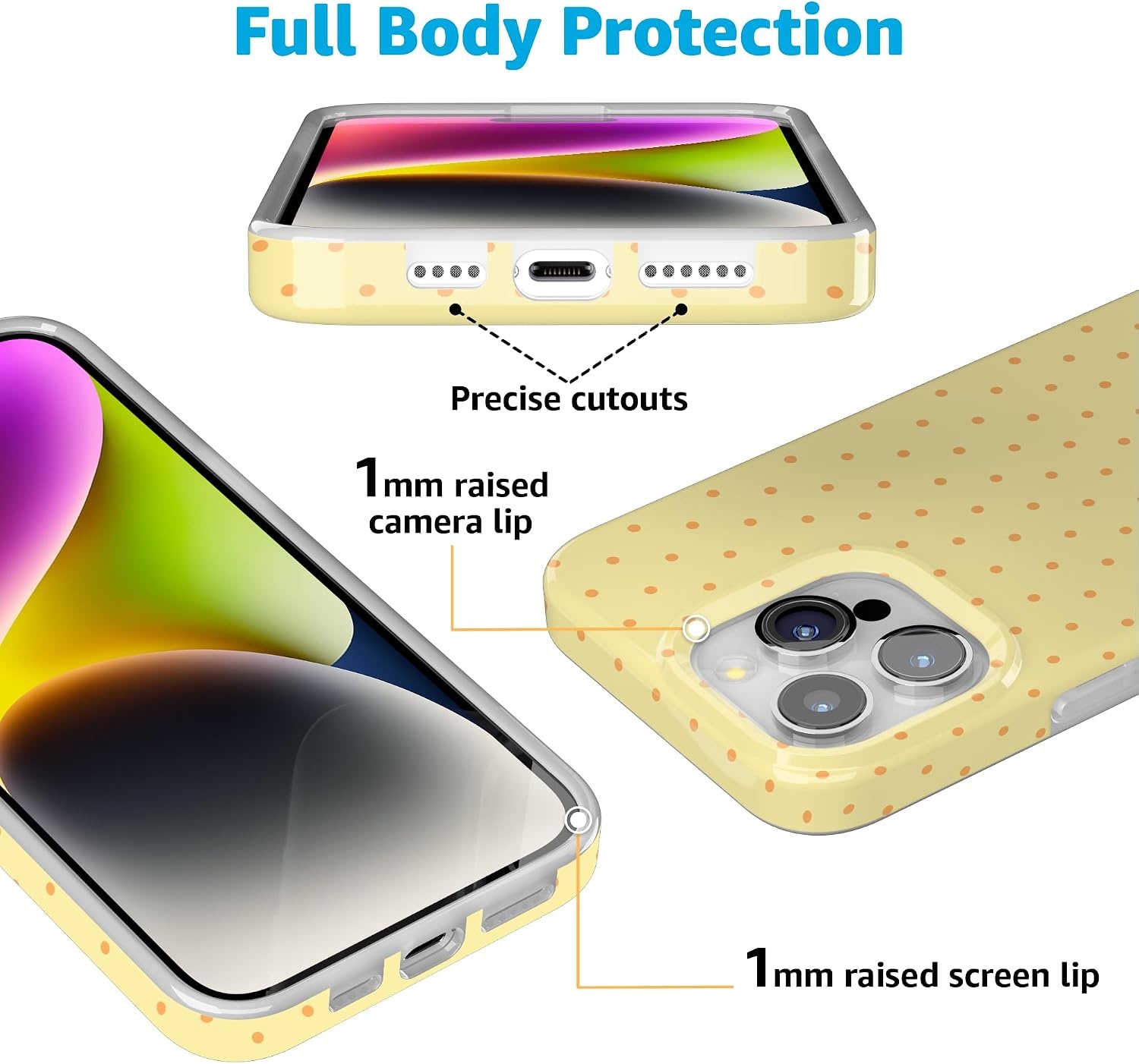 image:imageCasely iPhone 15 Pro Max Case On the Dot Yellow Polka Dot Compatible with MagSafe Classic Ultra Thin Design