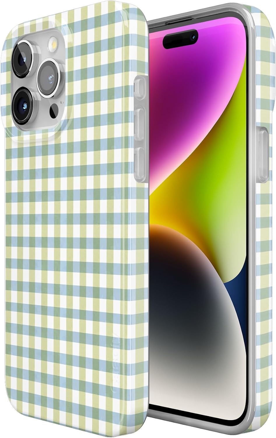 image:imageCasely iPhone 15 Pro Max Case Pastel Picnic Blue amp Green Gingham Compatible with MagSafe Classic Ultra Thin Design