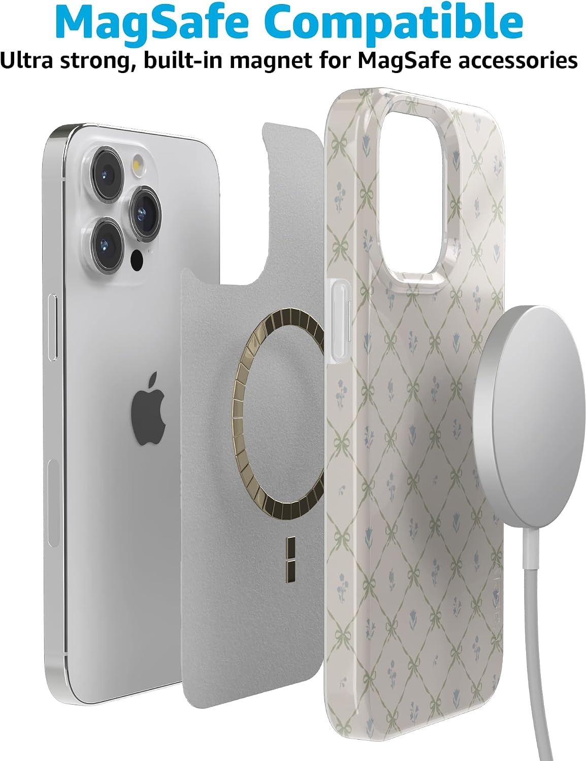 image:imageCasely iPhone 15 Pro Max Case Petite Petals Floral Dainty Lattice Compatible with MagSafe Classic Ultra Thin Design