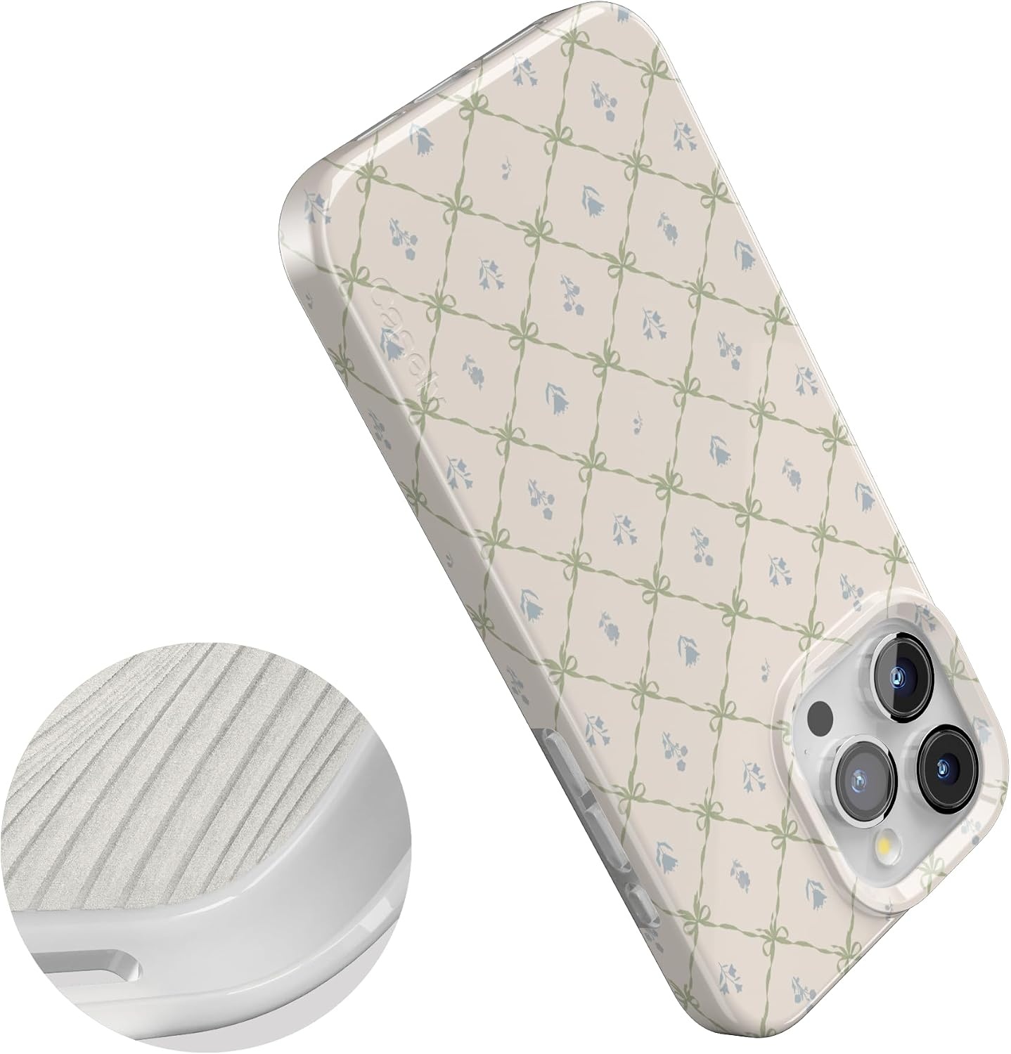 image:imageCasely iPhone 15 Pro Max Case Petite Petals Floral Dainty Lattice Compatible with MagSafe Classic Ultra Thin Design