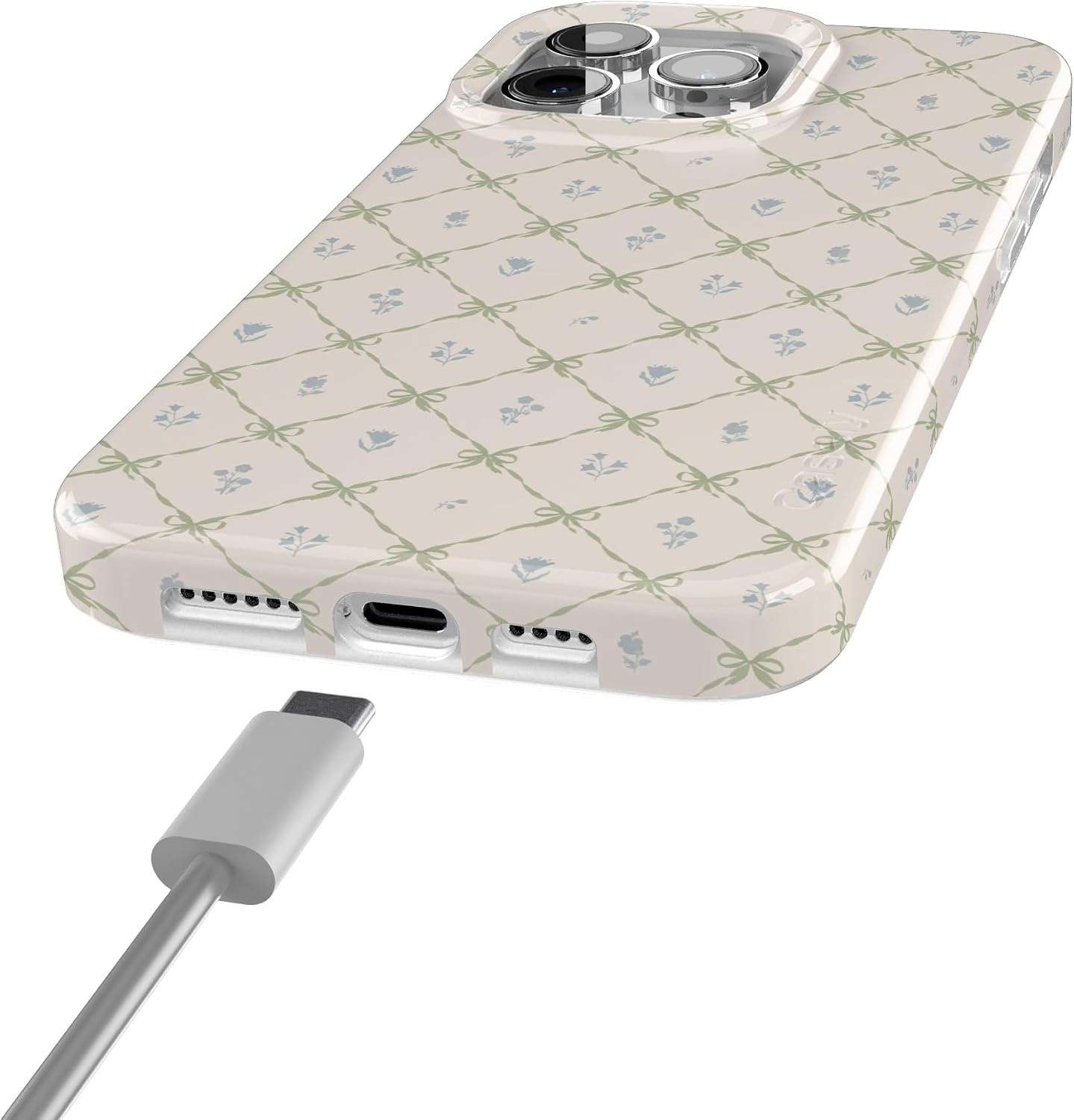 image:imageCasely iPhone 15 Pro Max Case Petite Petals Floral Dainty Lattice Compatible with MagSafe Classic Ultra Thin Design