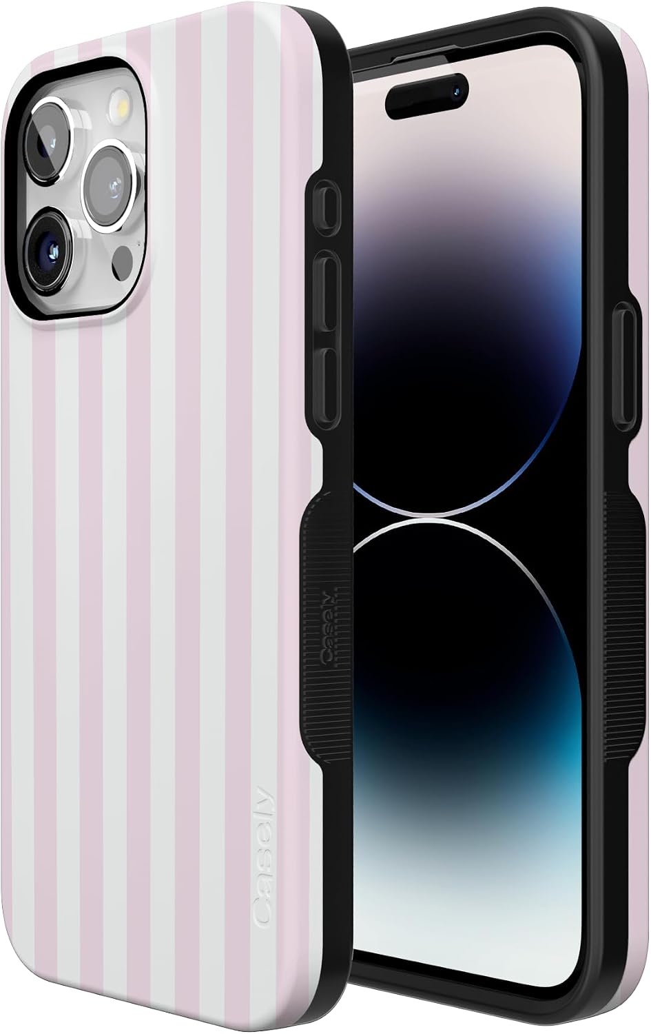 image:imageCasely iPhone 15 Pro Max Case Pink Stripes Sunday Best Bold Protective Design Compatible with MagSafe