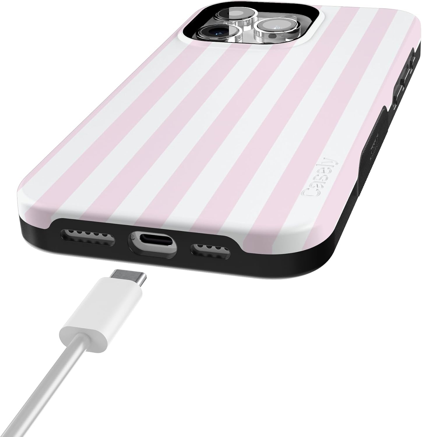 image:imageCasely iPhone 15 Pro Max Case Pink Stripes Sunday Best Bold Protective Design Compatible with MagSafe