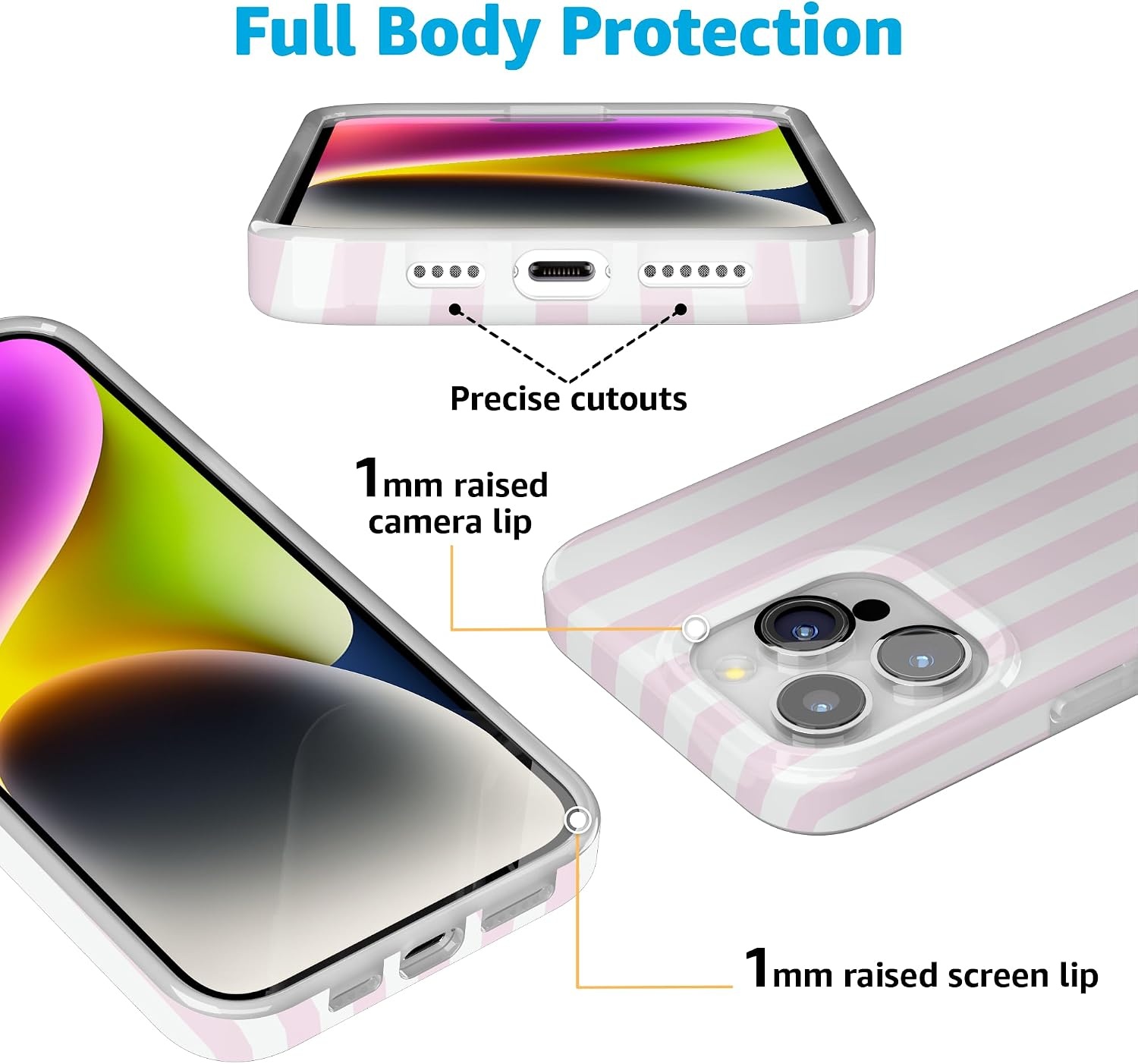 image:imageCasely iPhone 15 Pro Max Case Pink Stripes Sunday Best Compatible with MagSafe Classic Ultra Thin Design