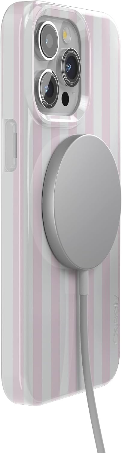 image:imageCasely iPhone 15 Pro Max Case Pink Stripes Sunday Best Compatible with MagSafe Classic Ultra Thin Design