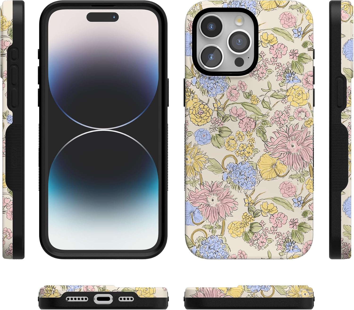 image:imageCasely iPhone 15 Pro Max Case Prairie Blooms Pastel Floral Bold Protective Design Compatible with MagSafe