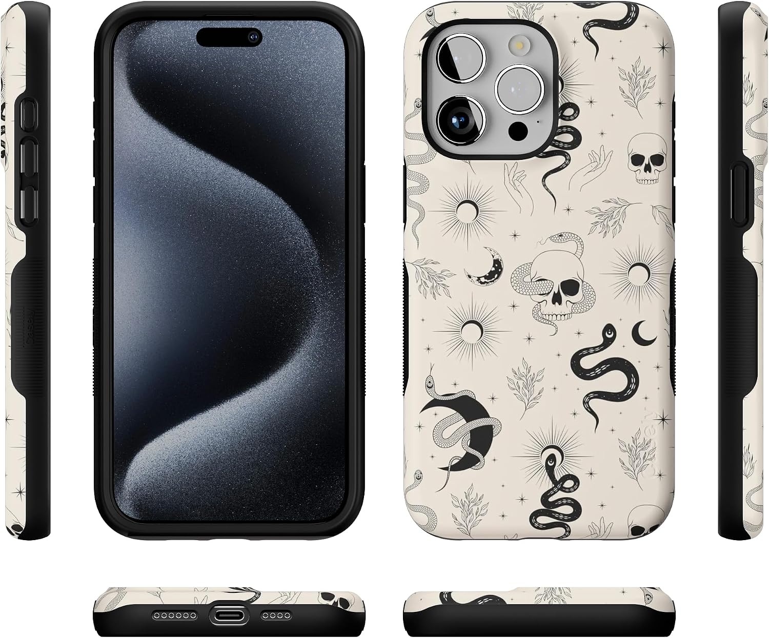 image:imageCasely iPhone 15 Pro Max Case Snakes amp Skulls No Further Explanation Bold Protective Design Compatible with MagSafe
