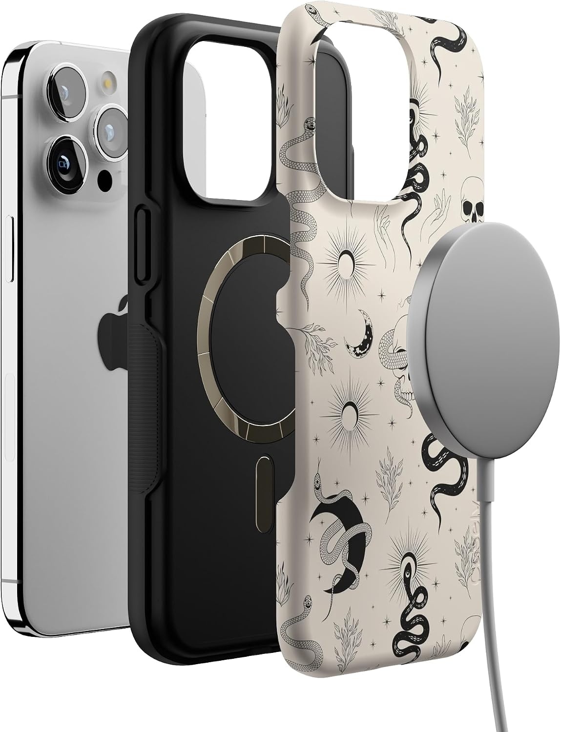 image:imageCasely iPhone 15 Pro Max Case Snakes amp Skulls No Further Explanation Bold Protective Design Compatible with MagSafe