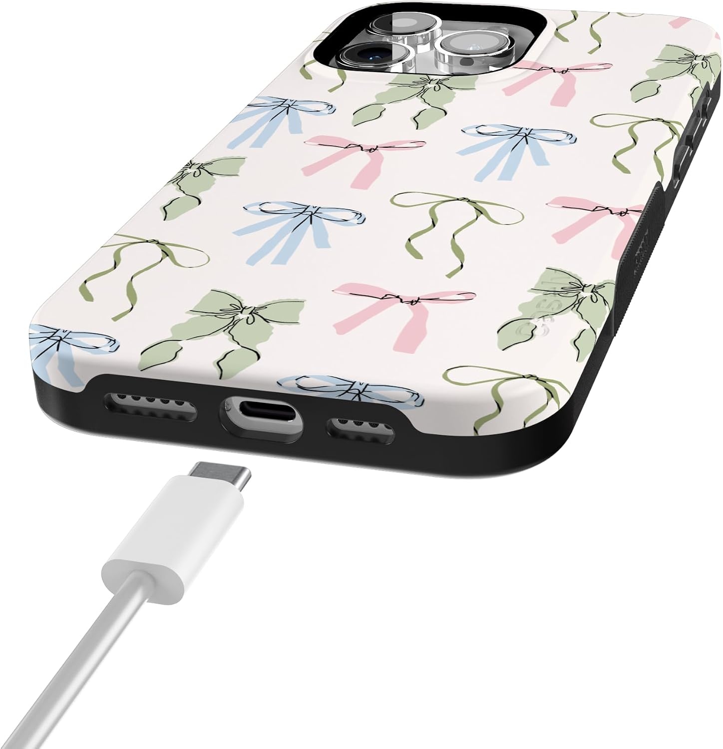 image:imageCasely iPhone 15 Pro Max Case Whimsy Girlie Pastel Bows Bold Protective Design Compatible with MagSafe