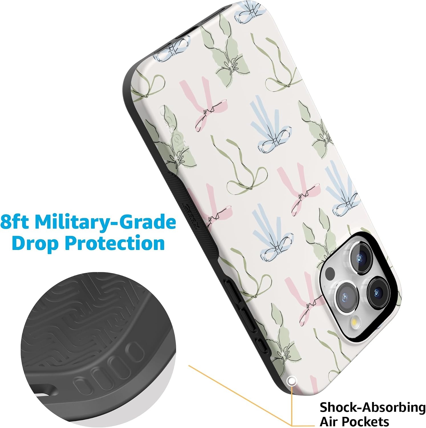 image:imageCasely iPhone 15 Pro Max Case Whimsy Girlie Pastel Bows Bold Protective Design Compatible with MagSafe