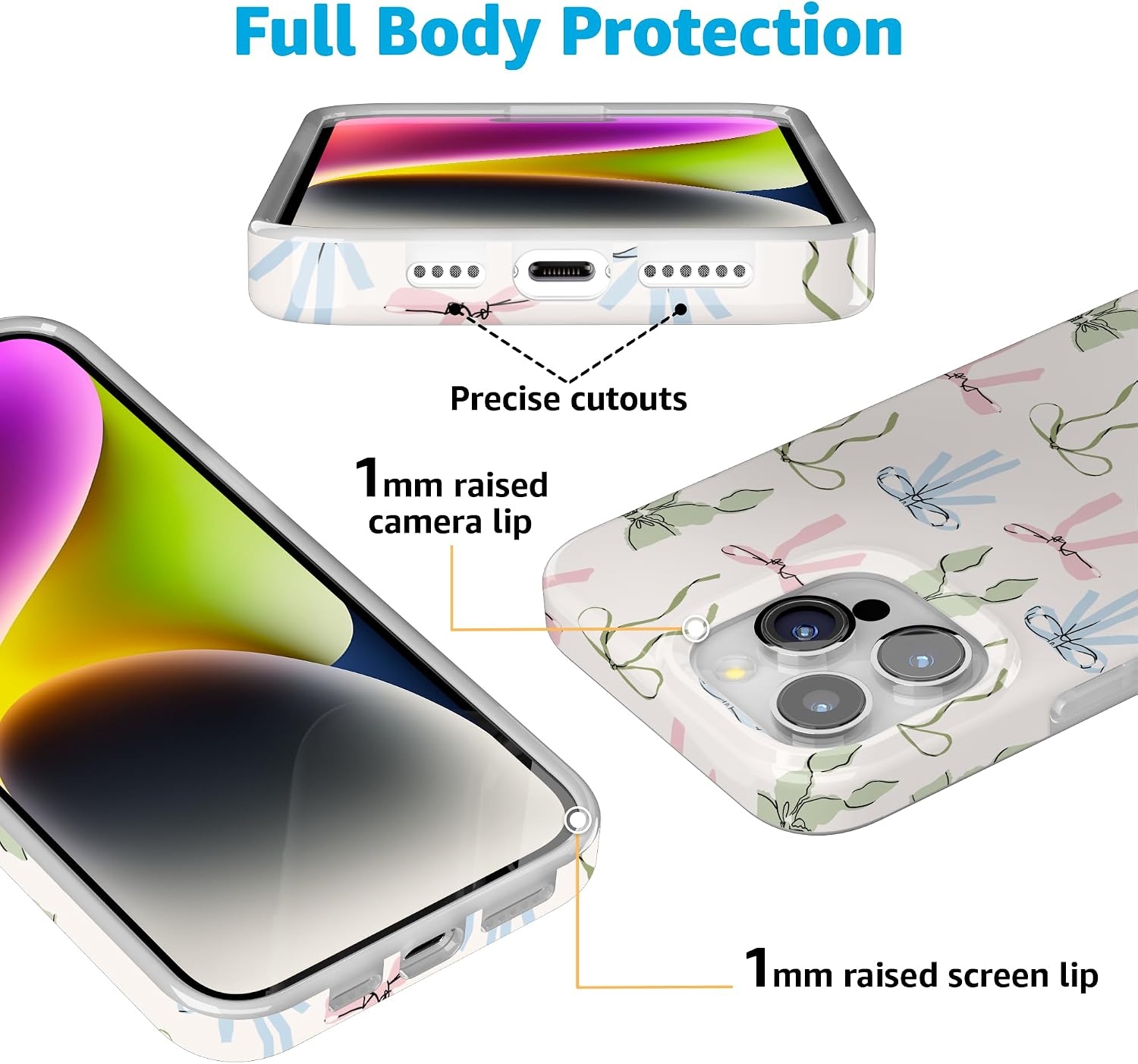 image:imageCasely iPhone 15 Pro Max Case Whimsy Girlie Pastel Bows Compatible with MagSafe Classic Ultra Thin Design