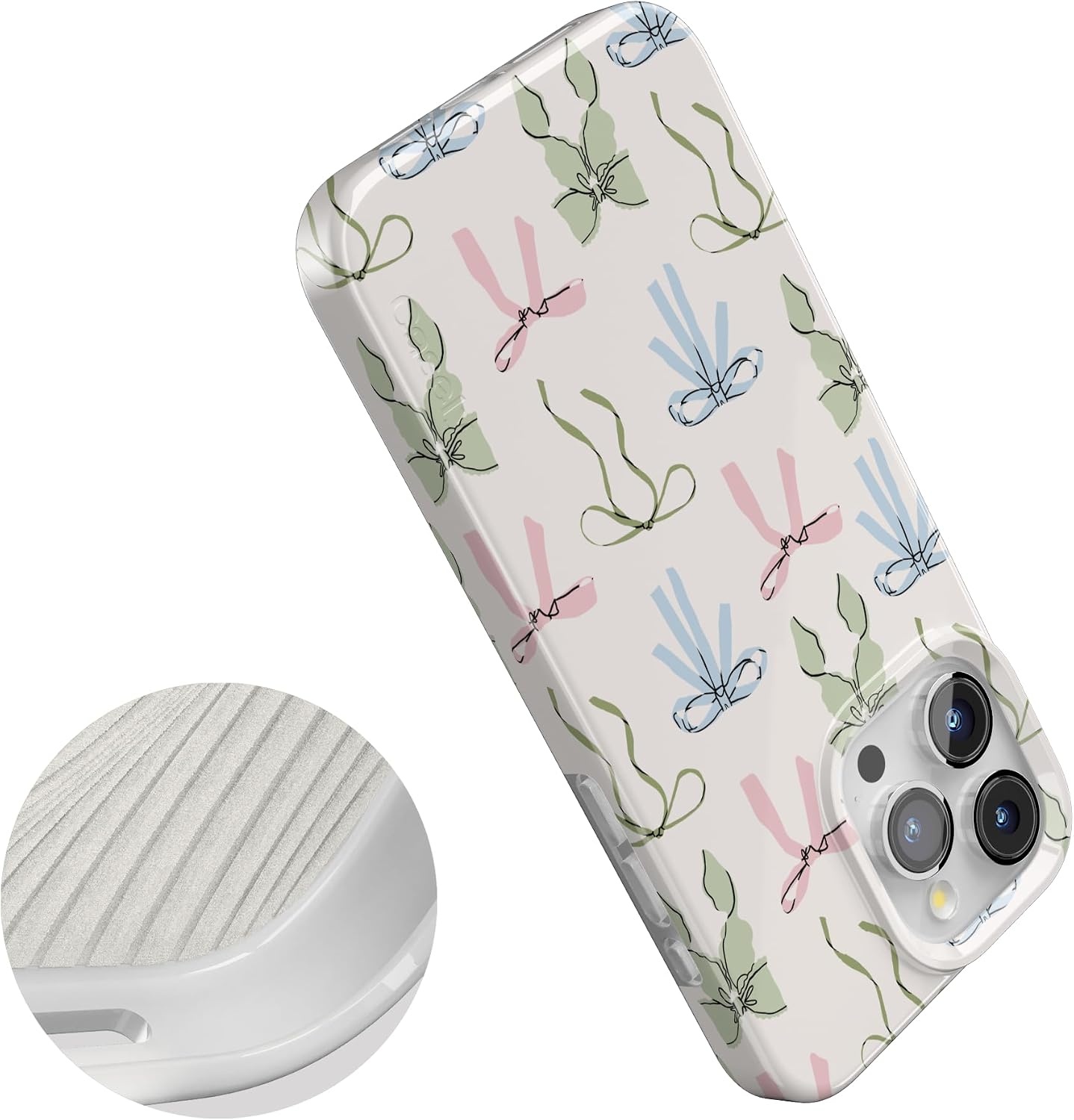 image:imageCasely iPhone 15 Pro Max Case Whimsy Girlie Pastel Bows Compatible with MagSafe Classic Ultra Thin Design