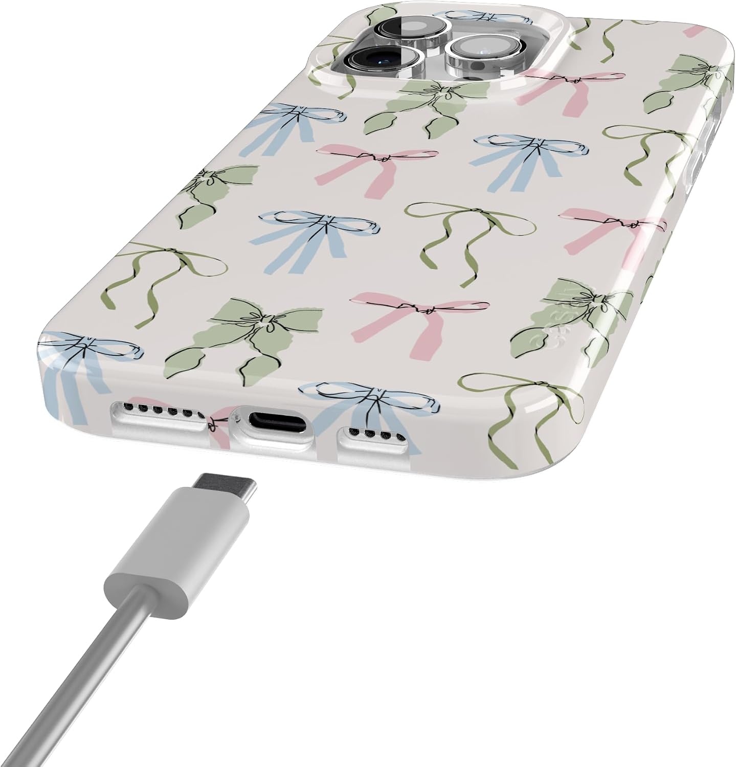 image:imageCasely iPhone 15 Pro Max Case Whimsy Girlie Pastel Bows Compatible with MagSafe Classic Ultra Thin Design