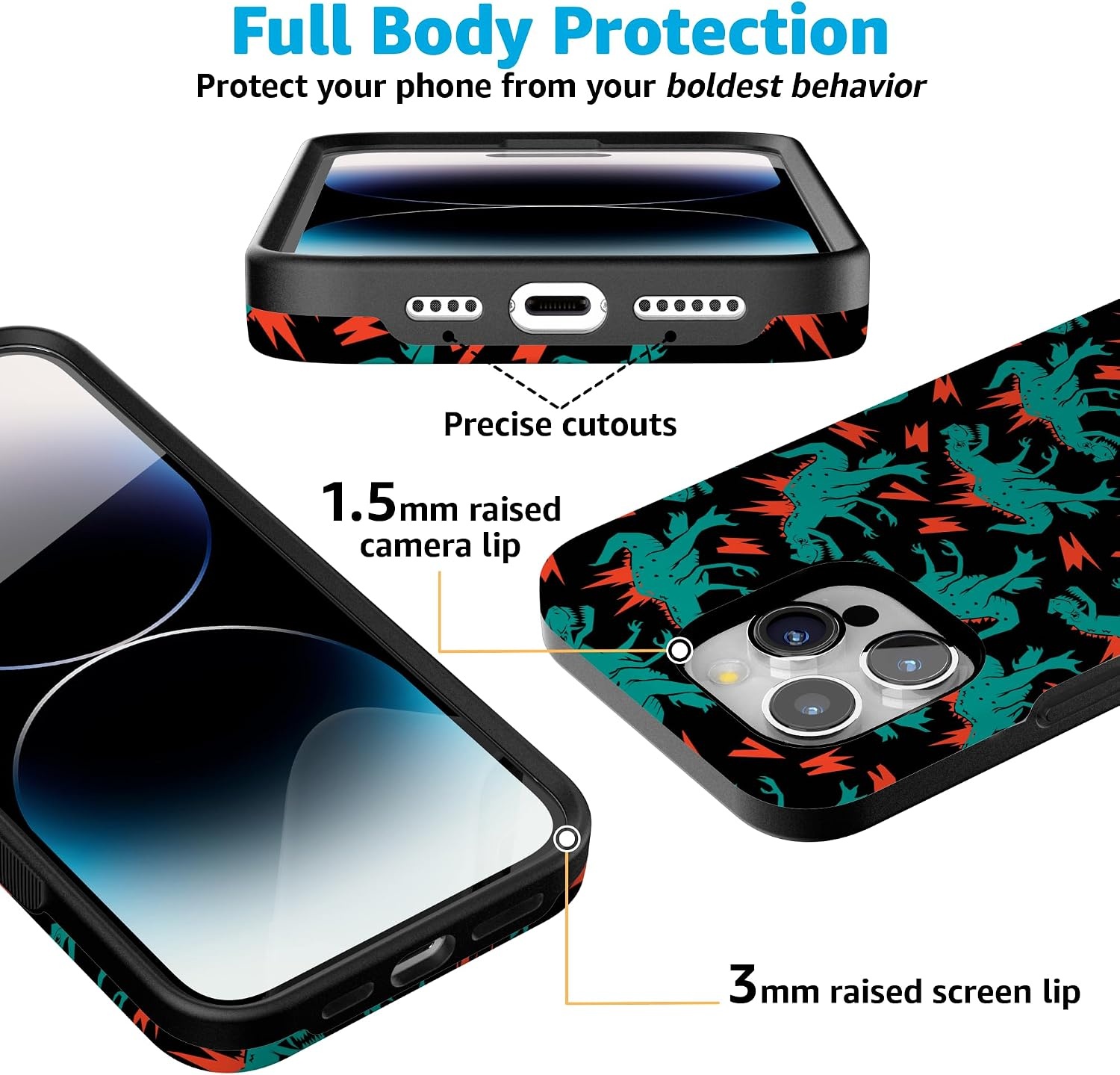 image:imageCasely iPhone 15 Pro Max Case Youre Dinomite Green Dinosaur Bold Protective Design Compatible with MagSafe
