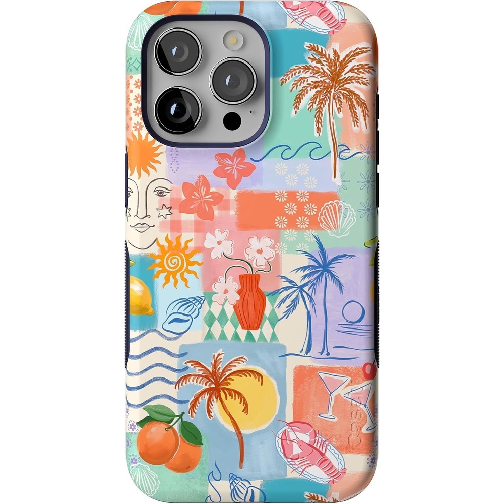 image:imageCasely iPhone 15 Pro Max Case Beachy Collage Tropical Heat Compatible with MagSafe Bold Protective Case Design