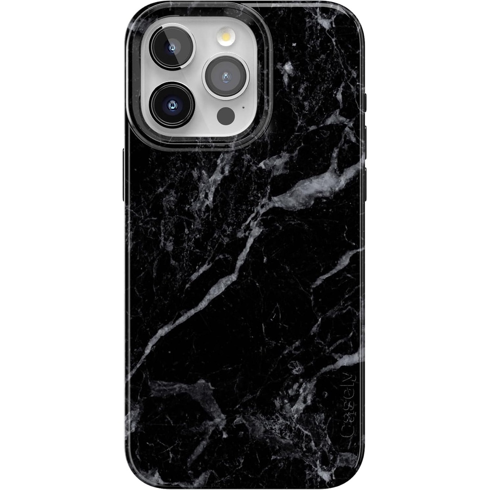 image:imageCasely iPhone 15 Pro Max Case Clear Skies Clear Shimmer Compatible with MagSafe Classic Ultra Slim DesignBlack Pearl Marble