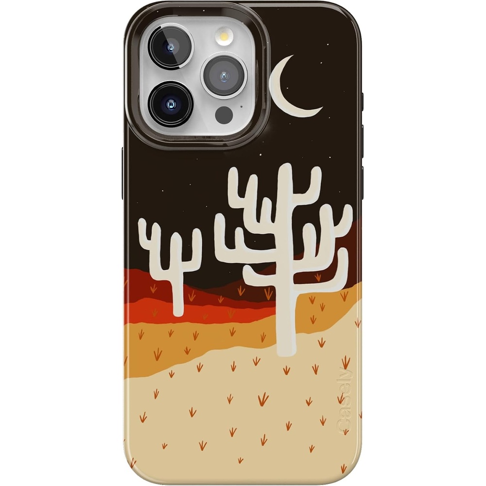 image:imageCasely iPhone 15 Pro Max Case Clear Skies Clear Shimmer Compatible with MagSafe Classic Ultra Slim DesignDesert Nights Cactus Colorblock
