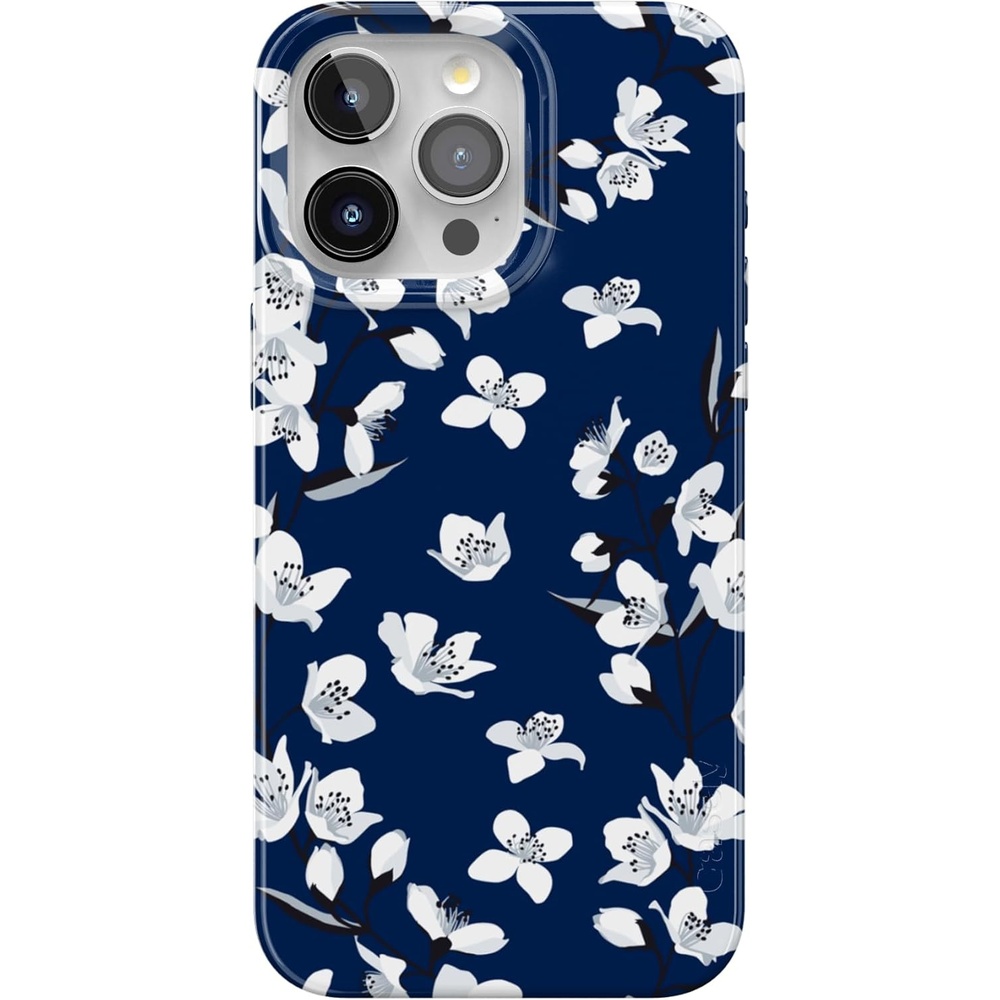 image:imageCasely iPhone 15 Pro Max Case Clear Skies Clear Shimmer Compatible with MagSafe Classic Ultra Slim DesignFloral Forest Navy Cherry Blossom Floral