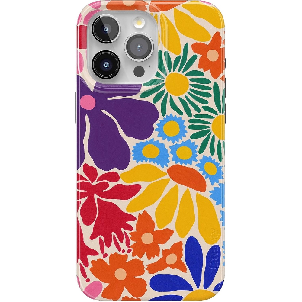image:imageCasely iPhone 15 Pro Max Case Clear Skies Clear Shimmer Compatible with MagSafe Classic Ultra Slim DesignFlower Patch MultiColor Floral