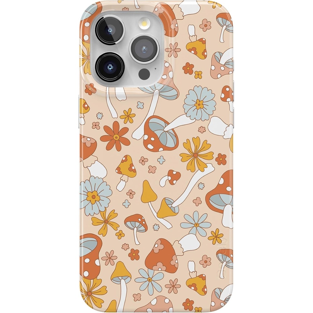 image:imageCasely iPhone 15 Pro Max Case Clear Skies Clear Shimmer Compatible with MagSafe Classic Ultra Slim DesignMushroom Magic Retro Floral