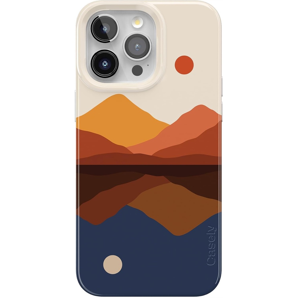 image:imageCasely iPhone 15 Pro Max Case Clear Skies Clear Shimmer Compatible with MagSafe Classic Ultra Slim DesignOpposites Attract Day Night Colorblock