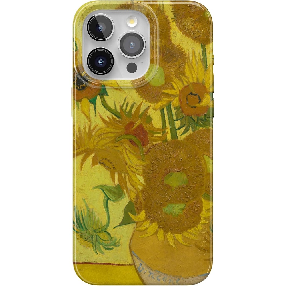 image:imageCasely iPhone 15 Pro Max Case Clear Skies Clear Shimmer Compatible with MagSafe Classic Ultra Slim DesignVan Gogh Sunflowers Floral