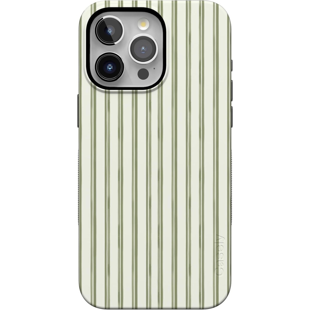 image:imageCasely iPhone 15 Pro Max Case Linen Stripe The Boyfriend Collection Bold Protective Design Compatible with MagSafe