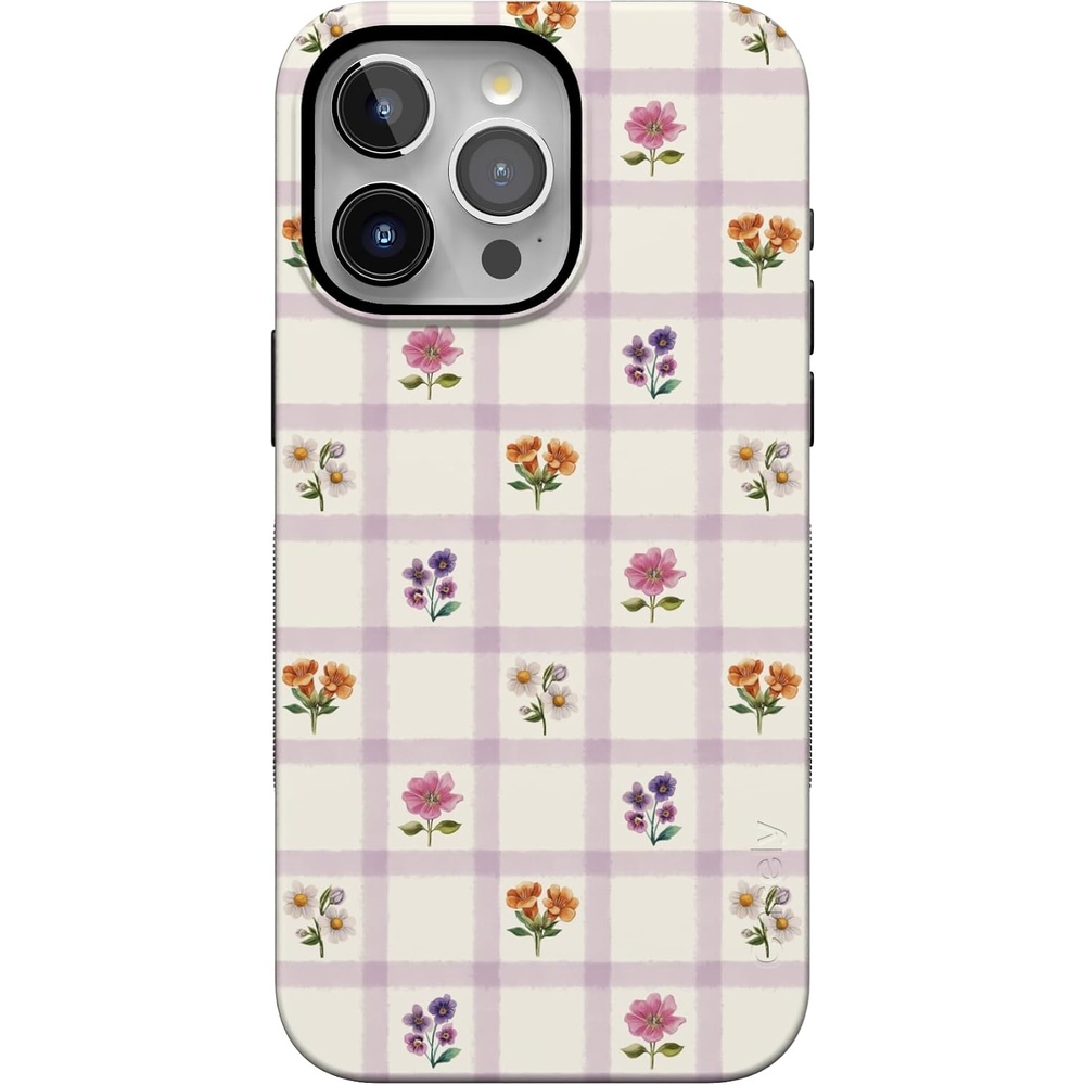 image:imageCasely iPhone 15 Pro Max Case Meadow Check Floral Gingham Bold Protective Design Compatible with MagSafe